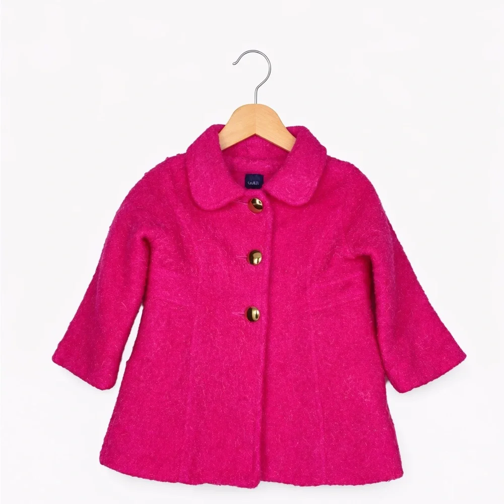 Gap Hot Pink Pea Coat. Size 12-18 Months. Great Condition. Gold Buttons